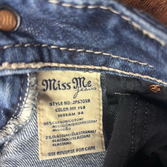 Miss Me Boot Jeans Rhinestones Studded Distressed Medium Wash Size 25 - Picture 6 of 12